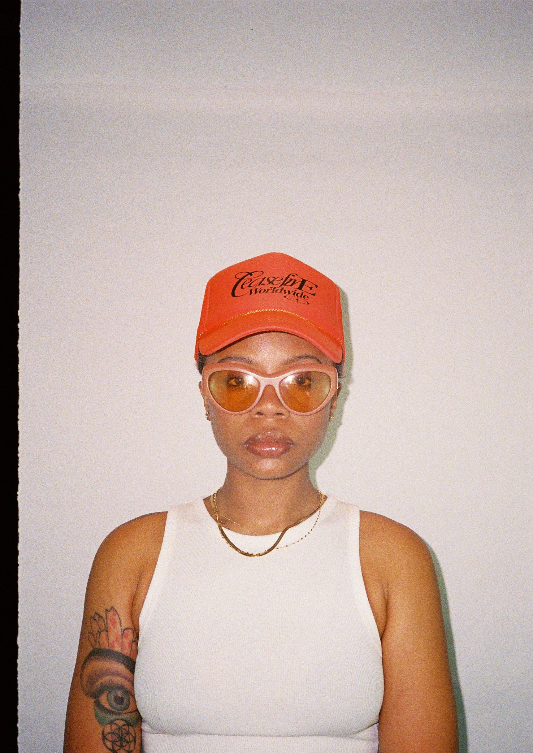 Ceasefire World Wide Trucker Hat (Hazard Orange)
