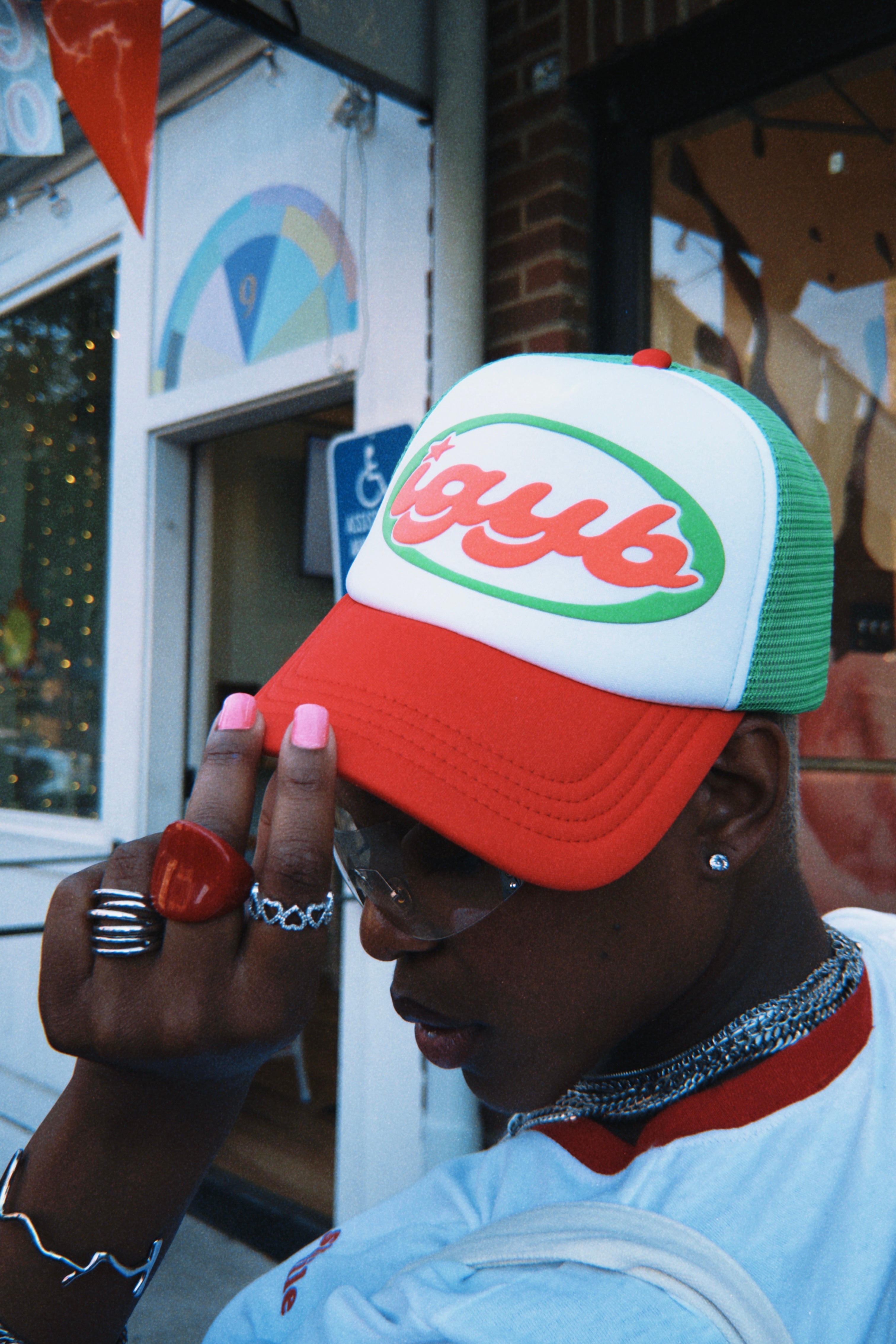 IGYB Puff Script Trucker Hat (Red/Green)