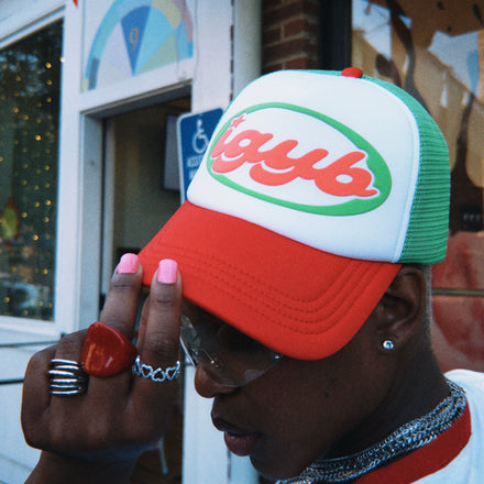 IGYB Puff Script Trucker Hat (Red/Green)